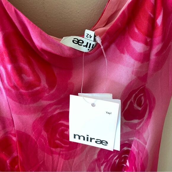 NWT MIRAE Belle Desert Rose Dress fringe hem print slip Revolve 42 10 - Picture 8 of 12